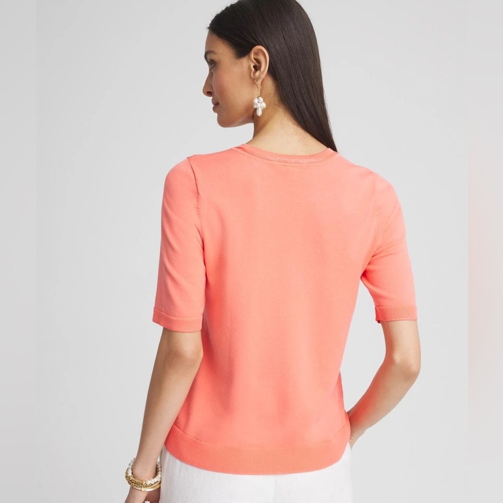 Chico’s Crewneck Pullover Sweater in Melon Mambo - Picture 4 of 13